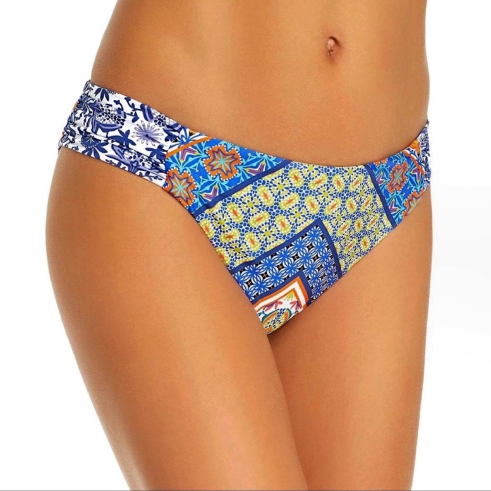 Nanette Lepore Patchwork Siren Printed Bikini Swim Bottoms Blue Size 12